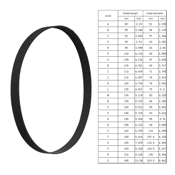 Byte av slitstark skivspelare i gummi Smidig Tyst drift Recorder Gummibälte för reparation Bältesdrivna skivspelare Fold in half 116mm