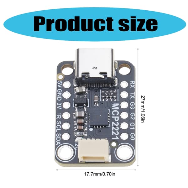 Monipuolinen MCP2221A USB - GPIO ADC I2C -moduuli, nopeat USB-muuntimet
