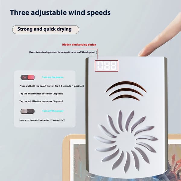 Snabbtorkande Verktyg Resevänlig Färg Lufttork 3000mAh Effektiv Fläkt