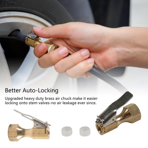 Luftchuck for dekk med klipsadapter messing låsende dekkpumpe dyseadapter