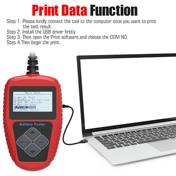 Bilbatteritester 12V 100-2000CCA Analysator Hurtig Start Opladningssystem Test