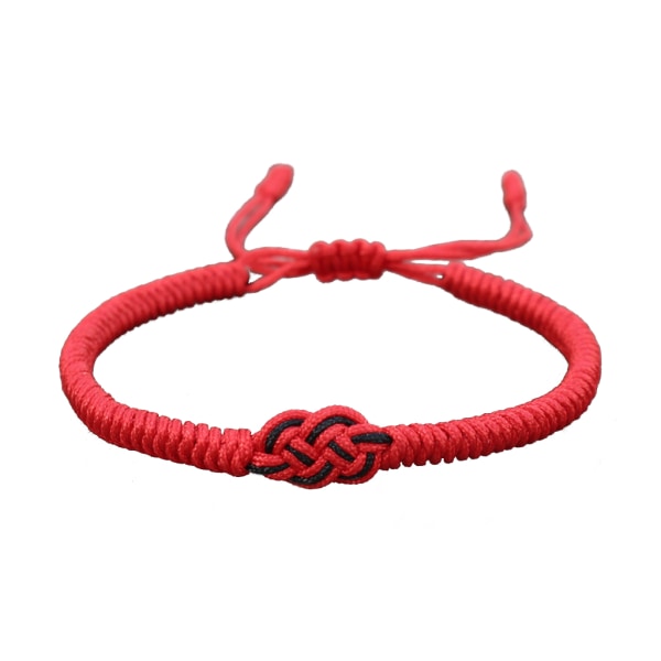 National Style Lucky Röd Svart String Armband Lovers Handgjord Flätad Concentric Knot Charm för Kvinnor Män Smycken Present Black