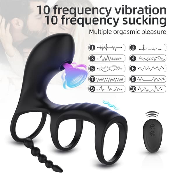 Vibrerende pikringe med klitorisvibrator 10 vibrationstilstande penisringe