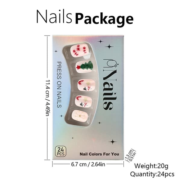 Jul-tema Heltäckande Lösnaglar Set Med Snöflinge- Och Träddesigner