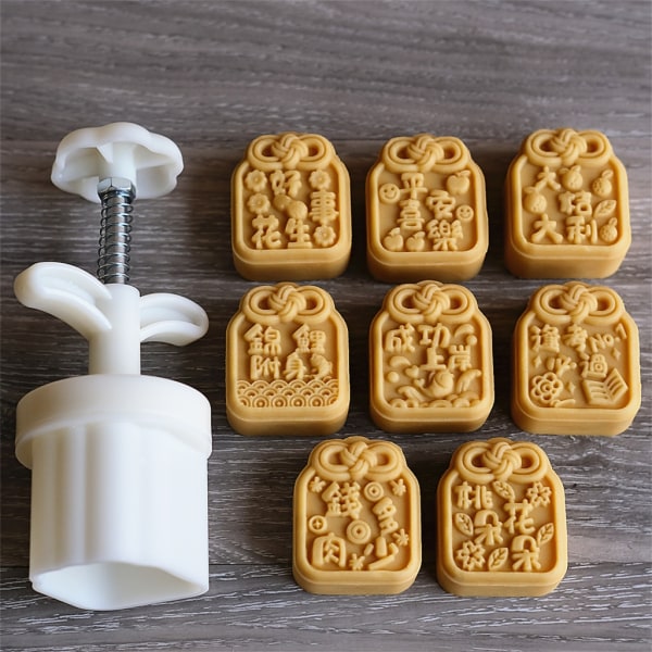 Cookie Stämplar Lucky Berlock Mönster Mooncake Form Hand-Pressure Moon Cake Makers DIY Bakverksverktyg för midhöstfestivalen B