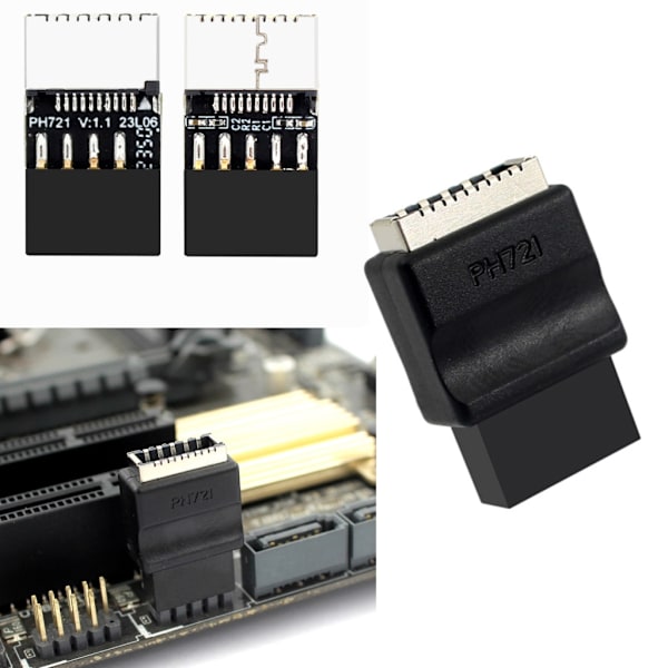 Moderkort USB2.0 9Pin till Typ Frontanslutningar Omvandlare Header Adapter
