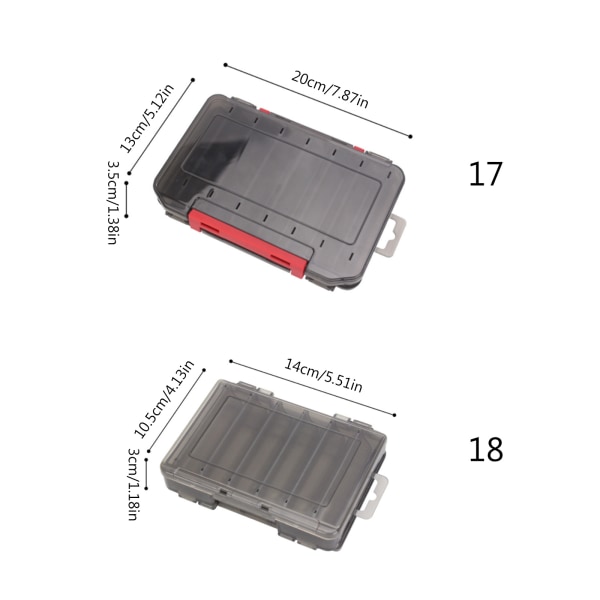 Dubbelsidig 14 fack Fiskeredskapslåda Bete Lure Krokar Förvaringslåda Fisketillbehör Bekväm förvaring för C A17