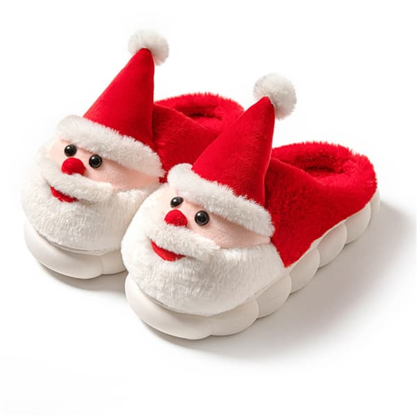 Jul Tomte Tofflor Halkfria Tjockt Vadderade Varma Vintertofflor Red B