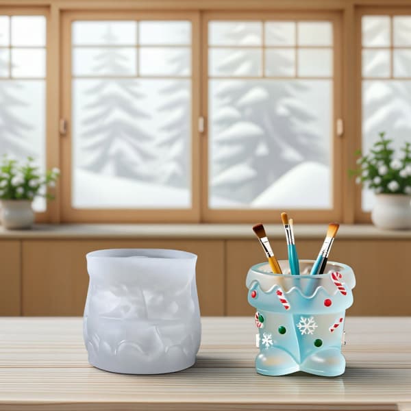 Julesokk Silikonform for sementpotter Lysestaker