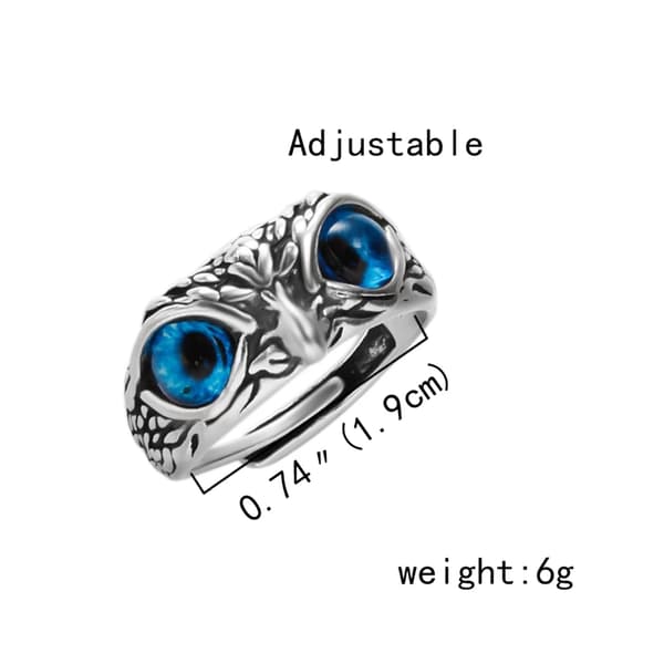 Søt Ugle Øye Ring Justerbar Ring Menn Kvinner Bryllup Finger Tilbehør 天蓝色