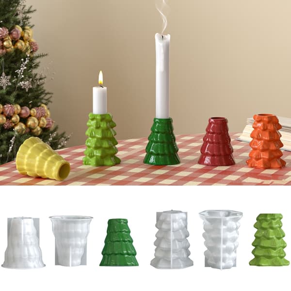 Solid Fleksibel Silikon Lysestake Baseform DIY Håndverk Sement Gips Resin Pattern 2