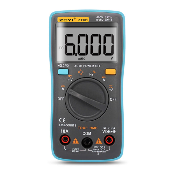 ZT101 Digital multimeter Bakgrundsbelysning A-C/D-C Amperemeter 6000 Counts A-C/D-C Amperemeter Voltmeter Bärbar Mätare Spänningsmätare