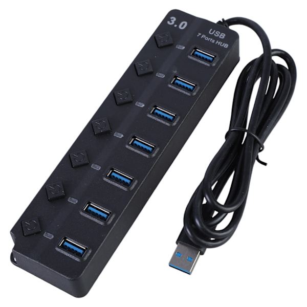 Hurtig USB 3.0 Adapter Splitter med 7 porte, separate strømstyringer