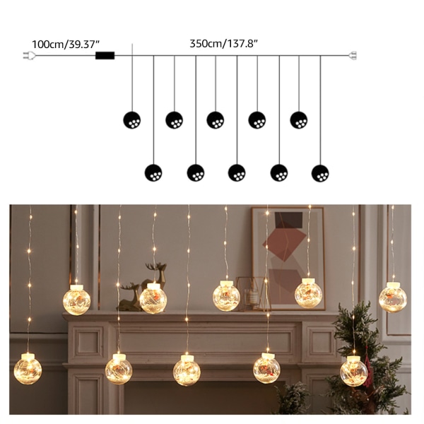 Led Curtain String Light Ball för julfest heminredning prydnad null - Santa Claus