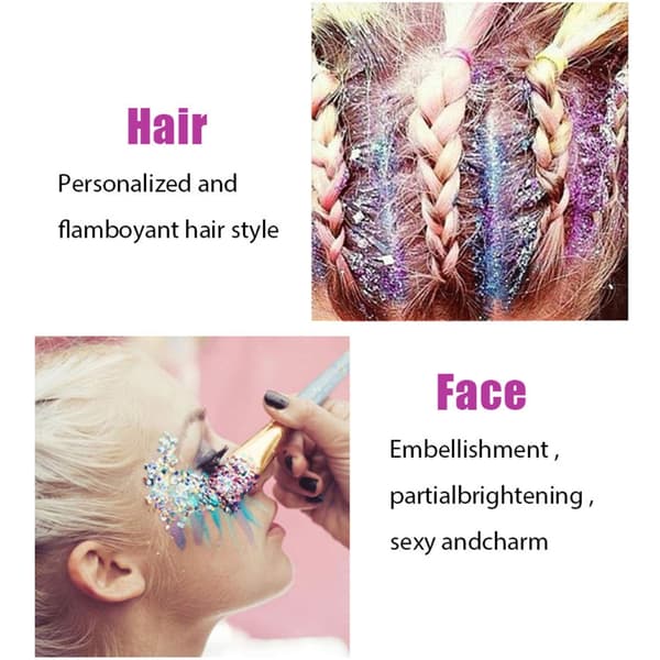 Glitter Face Gel -setti 6 kpl juhlimeikkipaljetteja asukoristeeksi