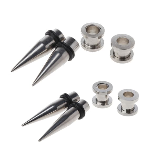 2 par ørepropper i rustfrit stål, 7 mm og 9 mm, gave til kvinder