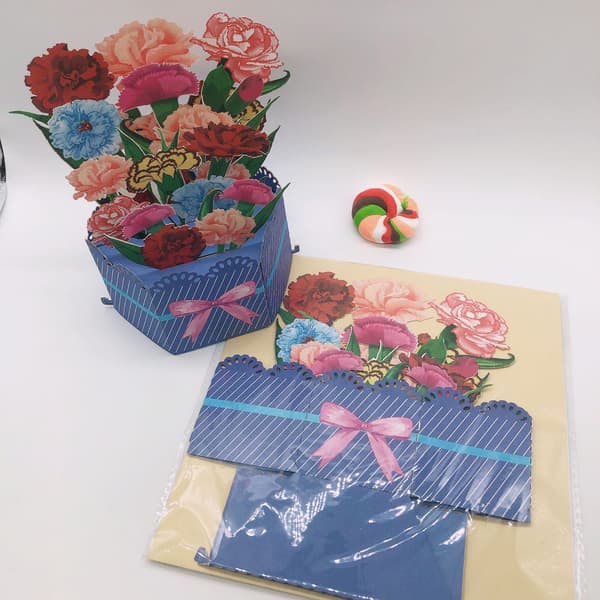 3D för Pop Up Mors Dag-kort Blommig blomma Tack-hälsningskort för mamma W