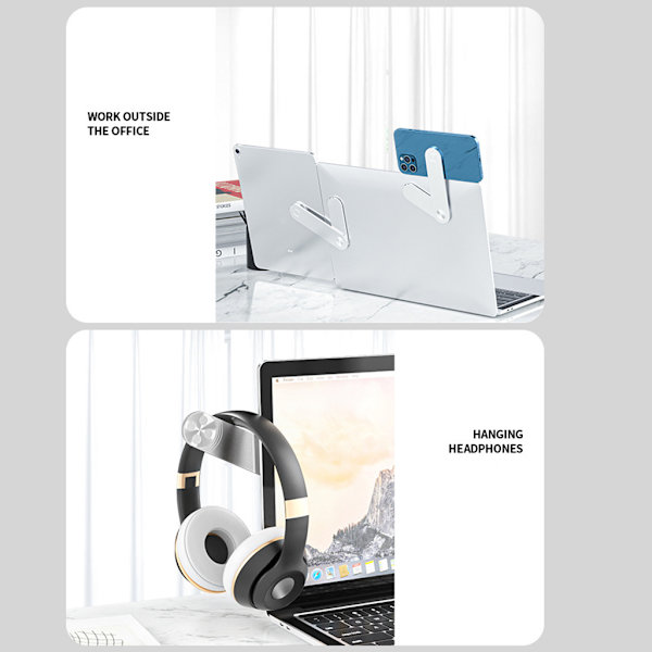 Bärbar datorskärm Clip on Side Mount Magnetisk Mobiltelefon Telefonställ Sidomonterad Hållare Expansionsfäste Slim Osynlig Silver