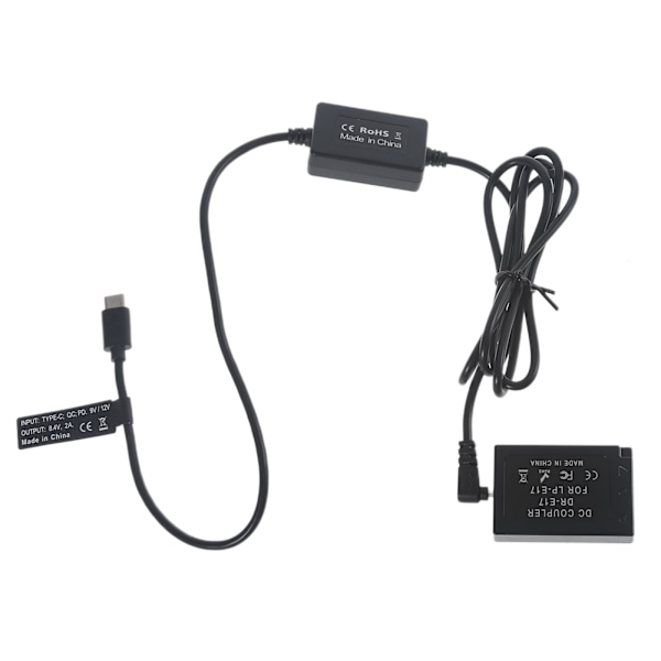 Kamera Dummy Batteri Type-C til DR E17 Adapter Strømkabel for M3 M5 M6 M6 Mark ii Serien