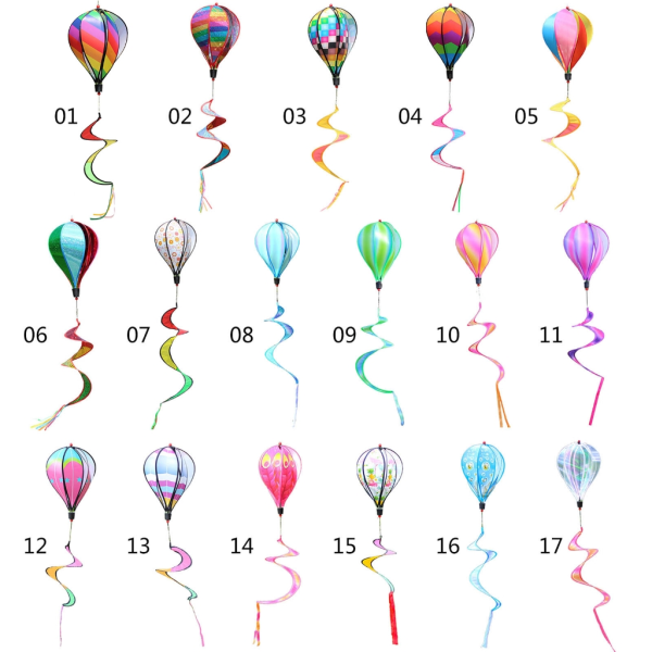Varmluftsballong Vindspinnare Regnbåge Pinwheel Vindstrumpor Spiral Väderkvarn för Utomhus Trädgård Yard Gräsmatta Dekoration Present 10