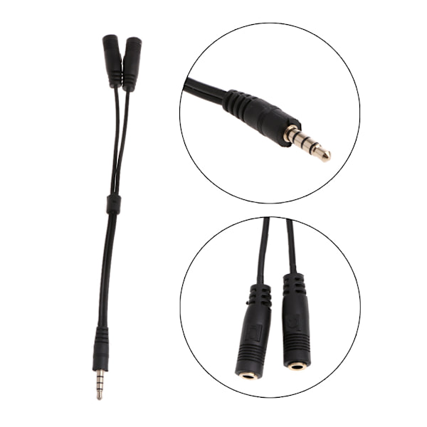 3,5 mm stereoljud 1 hane till 2 honor Hörlurar/Mic Y splitteradapterkabel