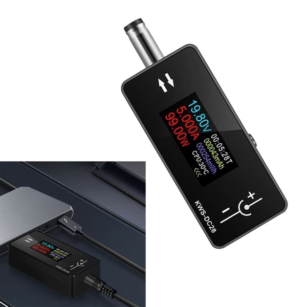 Spänningsamperemeter DC5.5x2.5 Gränssnittstestare Effektmätare TFT-Display