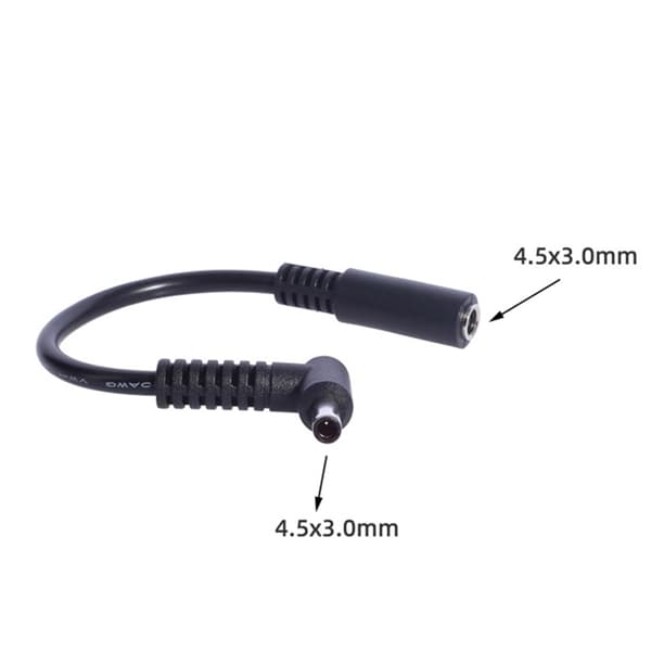 90 graders vinklet DC4530 opladerkabel forlængerkabel 4.5x3.0mm 15cm længde