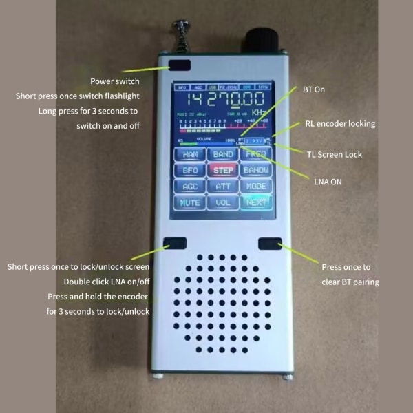ATS120 Full Bands HiFi-radio SI4732 ESP32 Bluetoothkompatibel FM/AM-radio 2,4-tums LCD-skärm FM,AM,LSB, USB mottagare