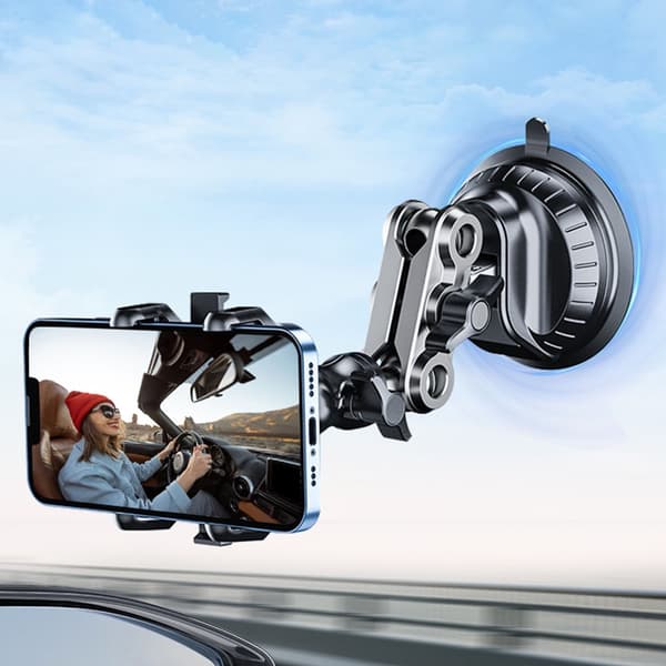 Telefonholder for bil, dobbelt monteringssystem, fleksibel arm, aluminium, 4,7–6,7 tommer Extended version