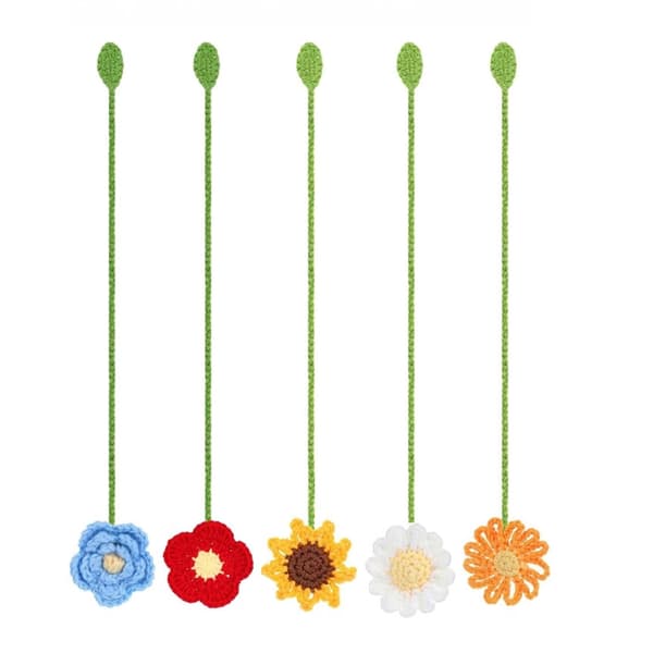 5 stk. Dekorative bogmærker Hæklede blomster Bogmærker Kreativ sidemarkør