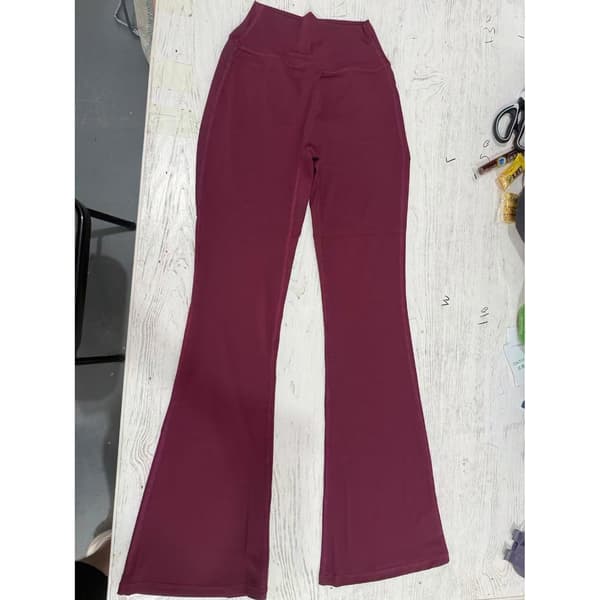 Dam Cargo Byxor Hög Midja Mode Utsvängda Elastiska för Träning Vida Ben Yogabyxor med Fickor Light Gray L