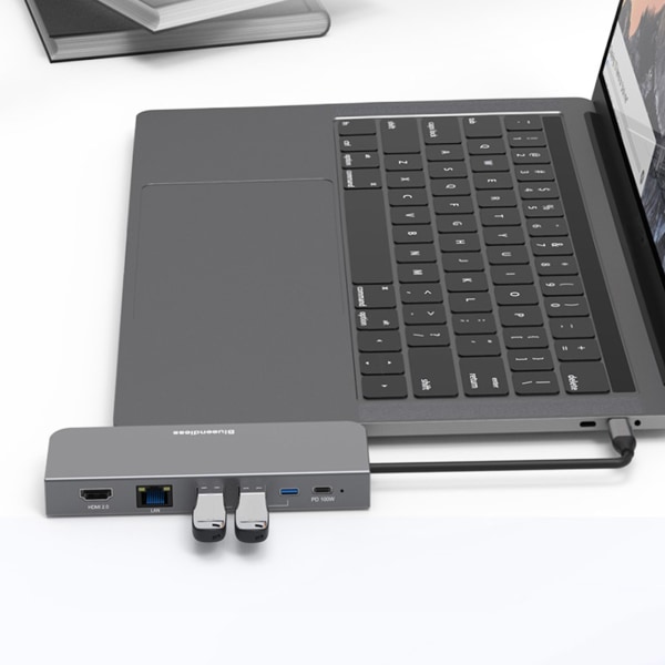 Blueendless USB 3.1 10 Gb HUB Type-C Adapter Dockningsstation HDMI2.0-kompatibel Gigabit Lan PD 100W för MacBooks bärbar dator 7 in one