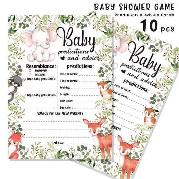 Baby Shower Förutsägelser & Rådskort 10st Nyfödda Dusch Spel Aktivitetskort Könsneutral Nya Föräldrar Rådbok null - 1