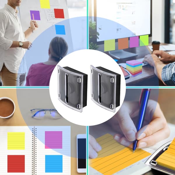 Udtrækkelig dispenser til sticky notes, klar plast, note-papir-organisator til kontoret 2PCS
