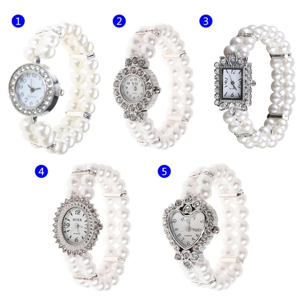 Damklocka Simulerad Pärla för Strass Lyx Mode Elegant Armband White Style 2