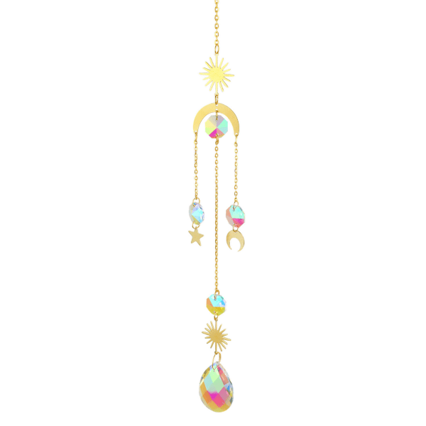 Crystal Wind Chime Moon Star Hängande hänge för Sun Catcher Ornament 8