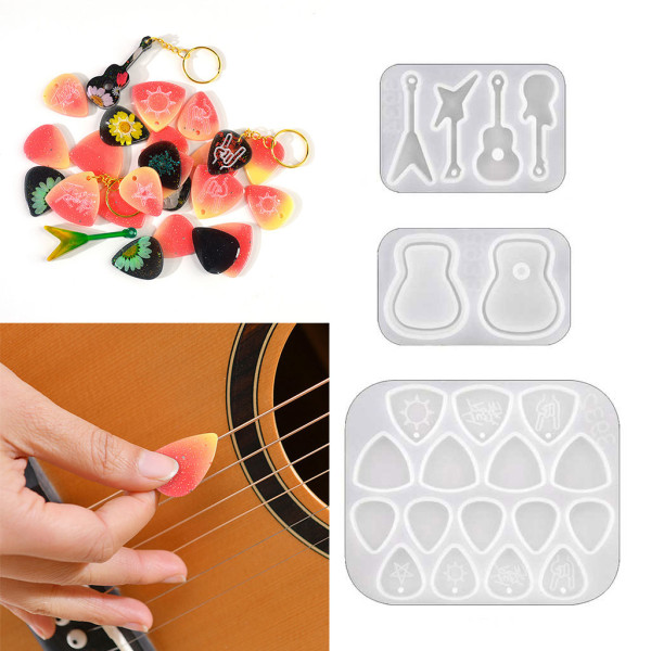 Gitarrplockar Molds Plektrum Silikongjutning Smyckenstillverkning för gör-det-själv Tumfingerval Nyckelringhängen null - B