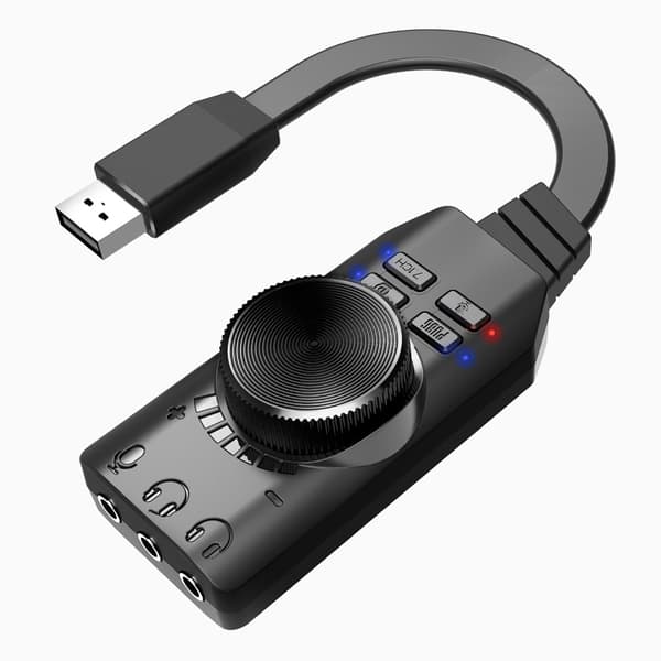 USB Eksternt Lydkort Adapter Virtuell 7.1 Kanal for PC Gaming Headset
