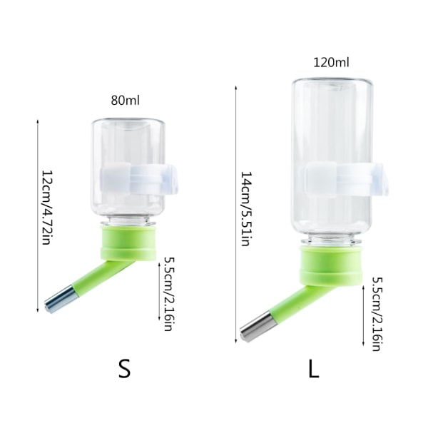 Automatisk hamstrar vattenflaska hängande vattendispenser pärlhuvud bevattningsflaska dricksförråd för smådjur Green 120ml