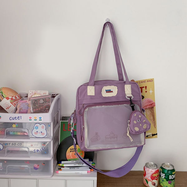 Damaxelväska med stor kapacitet Matchande JK Tote Handväska Messenger-väska Studenter Söt Ita-väska Crossbody-väska för tonåringar Beige