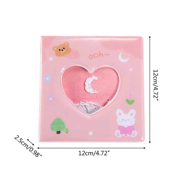 Hollow Love Heart Mini-fotoalbum med insticksfickor 36 ark foton Pink