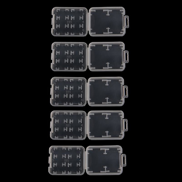 5 STK. Plast Gennemsigtig Standard SD SDHC Hukommelseskort Etui Holder Boks Opbevaring