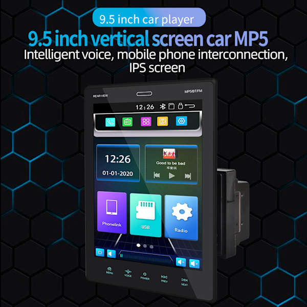 Pystynäyttöinen Bluetooth-yhteensopiva auton MP5-videosoitinradio FM-multimedia