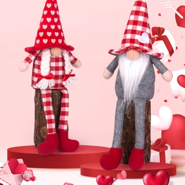 Alla hjärtans dag Gnome Sittande Ansiktslös docka för bröllop Jul Hemdekorationer Hjärta Gnomes Ornament Nyårspresent Ladies