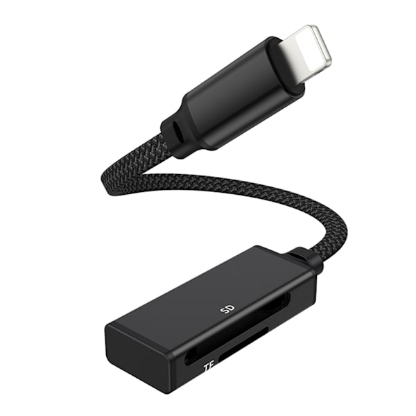 TF/SD-kortläsare för iPhone iPad, 2 i 1 Minneskortläsaradapter, Kamerakortvisare med SD- & TF-kortplatser