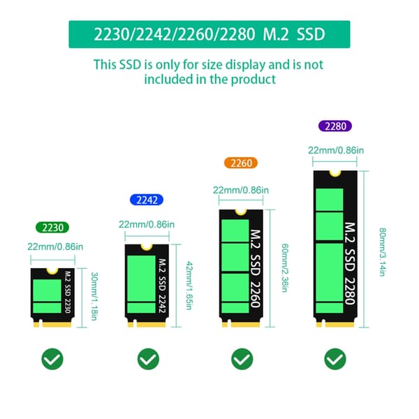 M.2 SATA3 til SATA3 og M.2 NVME til SFF-8611 Konverterkort til datalagring