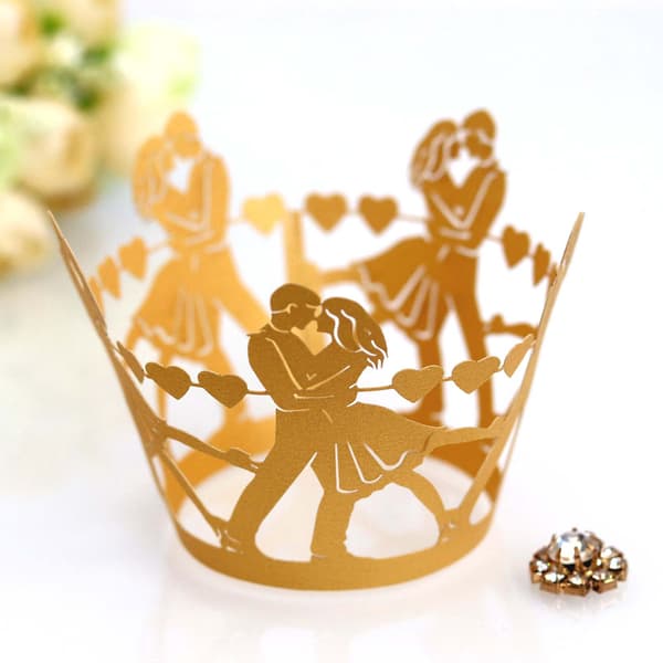 100 stk. Cupcake Forme Bageforme Non-stick Muffin Papir Bryllupsdekoration Valentinsdag Reflective silver