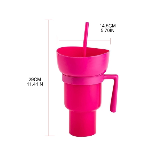 Popcorn Beverage Cup Multifunktionell delad kopp Plastmaterial Popcorns Cup Perfekt för filmkväll och fester Red