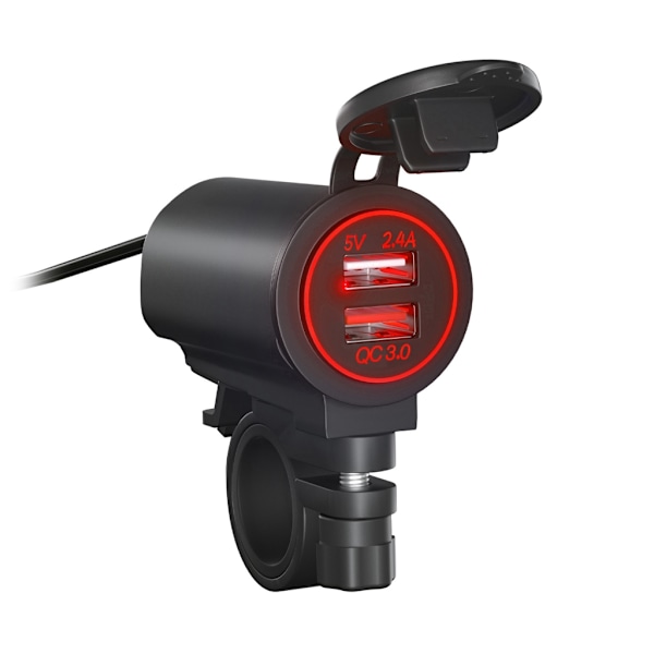 Motorsykkel-Modifisert Lader Dobbel USB QC3.0 LED Voltmeter Display Hurtiglading Bryter Dobbel USB Lader Socket Tilbehør