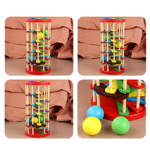 Träboll droppe hamra leksak Färgglad stege hammare knackning tidig pedagogisk klassisk dunkande trappor leksak för barn baby